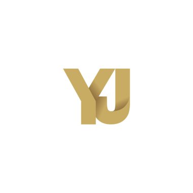Initial letters YJ, overlapping fold logo, brown gold, vector template elements for creative industry
