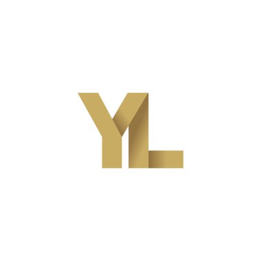 Initial letters YL, overlapping fold logo, brown gold, vector template elements for creative industry