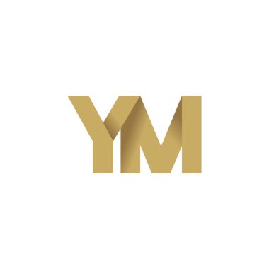 Initial letters YM, overlapping fold logo, brown gold, vector template elements for creative industry