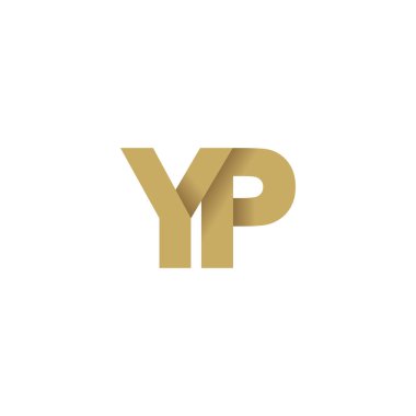 Initial letters YP, overlapping fold logo, brown gold, vector template elements for creative industry