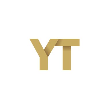 Initial letters YT, overlapping fold logo, brown gold, vector template elements for creative industry