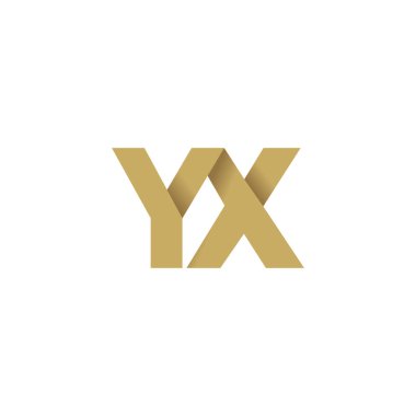 Initial letters YX, overlapping fold logo, brown gold, vector template elements for creative industry