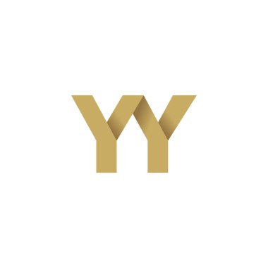 Initial letters YY, overlapping fold logo, brown gold, vector template elements for creative industry