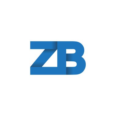 Initial letters ZB, overlapping fold logo, blue, vector template elements for creative industry