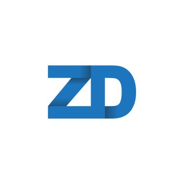 Initial letters ZD, overlapping fold logo, blue, vector template elements for creative industry