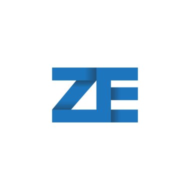 Initial letters ZE, overlapping fold logo, blue, vector template elements for creative industry