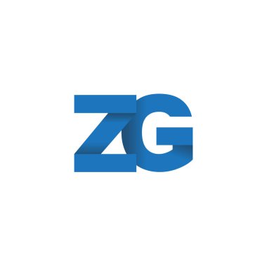 Initial letters ZG, overlapping fold logo, blue, vector template elements for creative industry