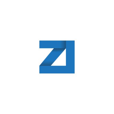 Initial letters ZI, overlapping fold logo, blue, vector template elements for creative industry