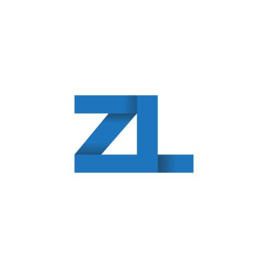 Initial letters ZL, overlapping fold logo, blue, vector template elements for creative industry