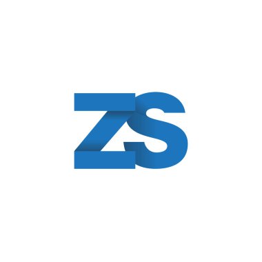Initial letters ZS, overlapping fold logo, blue, vector template elements for creative industry