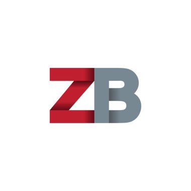 Initial letters ZB, overlapping fold logo, red gray, vector template elements for creative industry