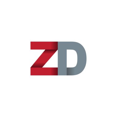 Initial letters ZD, overlapping fold logo, red gray, vector template elements for creative industry