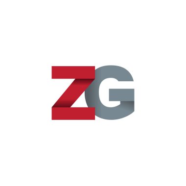 Initial letters ZG, overlapping fold logo, red gray, vector template elements for creative industry