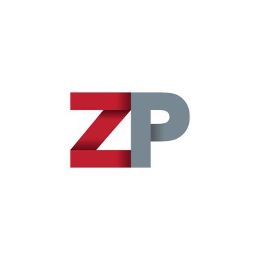 Initial letters ZP, overlapping fold logo, red gray, vector template elements for creative industry