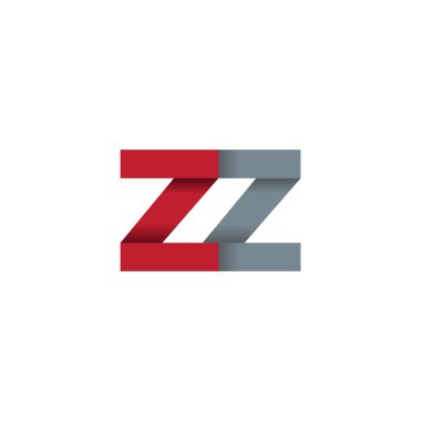 Initial letters ZZ, overlapping fold logo, red gray, vector template elements for creative industry