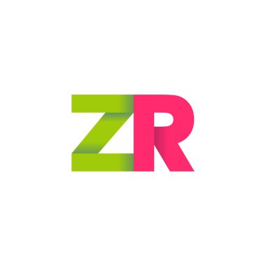 Initial letters ZR, overlapping fold logo, green magenta pink, vector template elements for creative industry