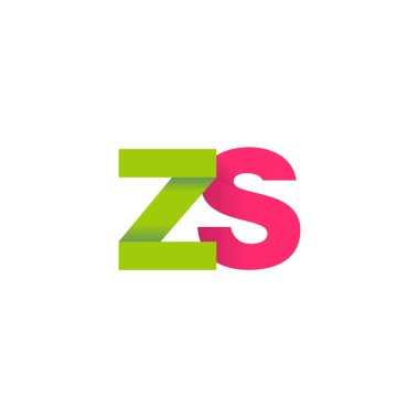 Initial letters ZS, overlapping fold logo, green magenta pink, vector template elements for creative industry