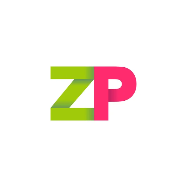 Initial Letters Overlapping Fold Logo Green Magenta Pink Vector Template — Stockový vektor