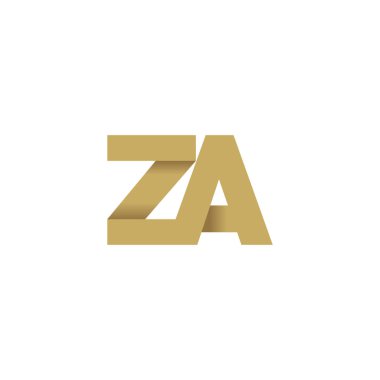 Initial letters ZA, overlapping fold logo, brown gold, vector template elements for creative industry