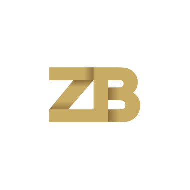 Initial letters ZB, overlapping fold logo, brown gold, vector template elements for creative industry