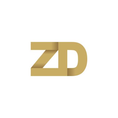 Initial letters ZD, overlapping fold logo, brown gold, vector template elements for creative industry