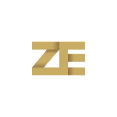 Initial letters ZE, overlapping fold logo, brown gold, vector template elements for creative industry