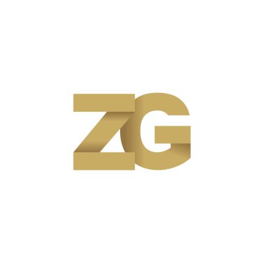 Initial letters ZG, overlapping fold logo, brown gold, vector template elements for creative industry