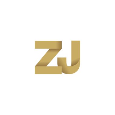 Initial letters ZJ, overlapping fold logo, brown gold, vector template elements for creative industry