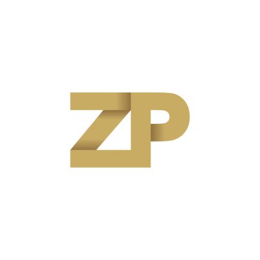 Initial letters ZP, overlapping fold logo, brown gold, vector template elements for creative industry