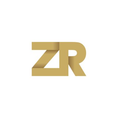 Initial letters ZR, overlapping fold logo, brown gold, vector template elements for creative industry