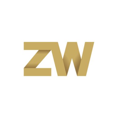Initial letters ZW, overlapping fold logo, brown gold, vector template elements for creative industry