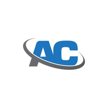 Initial letters AC, swoosh orbit ring logo, blue gray, vector template elements for business, company, creative industry
