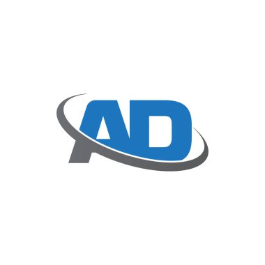 Initial letters AD, swoosh orbit ring logo, blue gray, vector template elements for business, company, creative industry