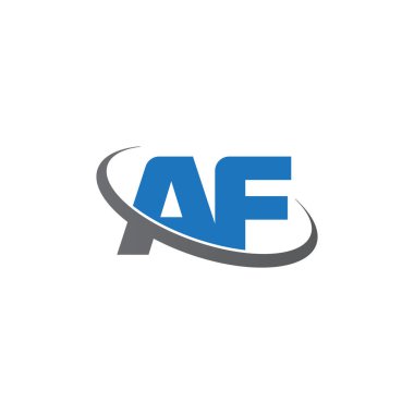 Initial letters AF, swoosh orbit ring logo, blue gray, vector template elements for business, company, creative industry