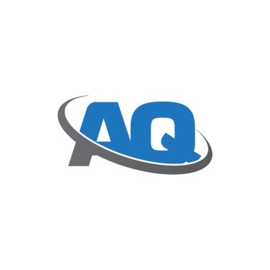 Initial letters AQ, swoosh orbit ring logo, blue gray, vector template elements for business, company, creative industry