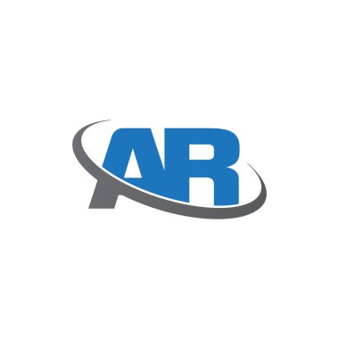Initial letters AR, swoosh orbit ring logo, blue gray, vector template elements for business, company, creative industry