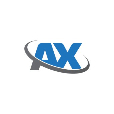 Initial letters AX, swoosh orbit ring logo, blue gray, vector template elements for business, company, creative industry