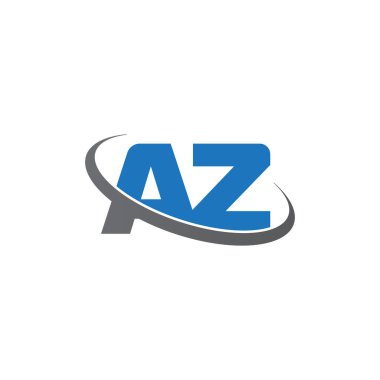 Initial letters AZ, swoosh orbit ring logo, blue gray, vector template elements for business, company, creative industry