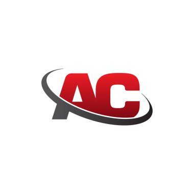 Initial letters AC, swoosh orbit ring logo, red gray black, vector template elements for business, company, creative industry