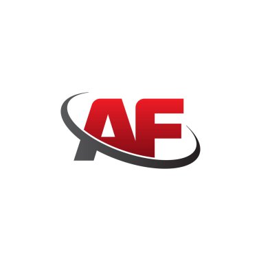 Initial letters AF, swoosh orbit ring logo, red gray black, vector template elements for business, company, creative industry