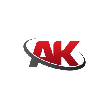 Initial letters AK, swoosh orbit ring logo, red gray black, vector template elements for business, company, creative industry