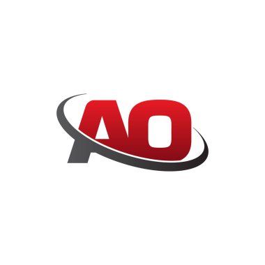 Initial letters AO, swoosh orbit ring logo, red gray black, vector template elements for business, company, creative industry