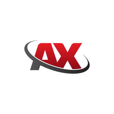 Initial letters AX, swoosh orbit ring logo, red gray black, vector template elements for business, company, creative industry