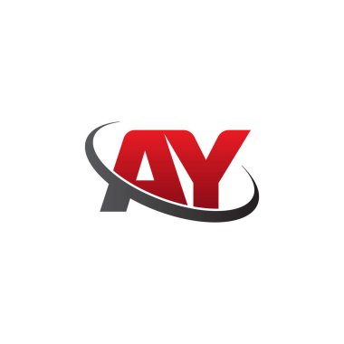 Initial letters AY, swoosh orbit ring logo, red gray black, vector template elements for business, company, creative industry