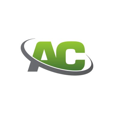 Initial letters AC, swoosh orbit ring logo, green gray silver, vector template elements for business, company, creative industry