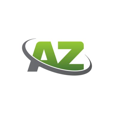 Initial letters AZ, swoosh orbit ring logo, green gray silver, vector template elements for business, company, creative industry
