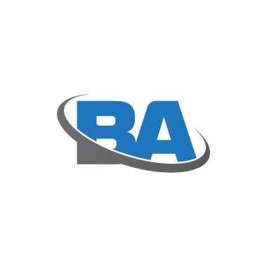 Initial letters BA, swoosh orbit ring logo, blue gray, vector template elements for business, company, creative industry