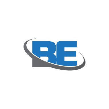 Initial letters BE, swoosh orbit ring logo, blue gray, vector template elements for business, company, creative industry