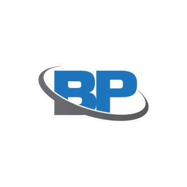 Initial letters BP, swoosh orbit ring logo, blue gray, vector template elements for business, company, creative industry