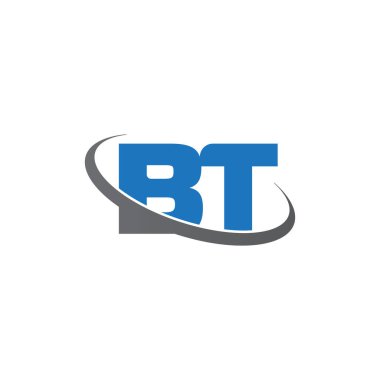 Initial letters BT, swoosh orbit ring logo, blue gray, vector template elements for business, company, creative industry